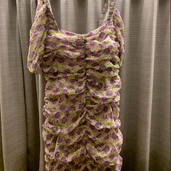 ZARA PRINTED DRAPED DRESS TRF MAUVE - Picture 6 of 14